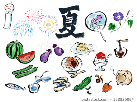 夏季套裝：手繪插畫 138826094