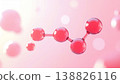 Abstract background material featuring pink-glowing beauty ingredient molecules; suitable for skincare advertisements that convey transparency and cutting-edge science. 138826116