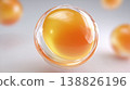 3D background material of glowing orange beauty ingredient capsules. Abstract visual easy to use for cutting-edge science and skincare advertisements. 138826196