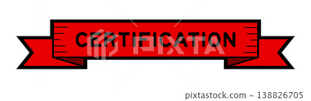 Ribbon label banner with word certificate in red color on white background Ribbon label banner with word certificate in red color on white background 138826705
