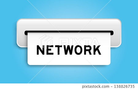 White coupon banner with word network from machine on blue color background 138826735