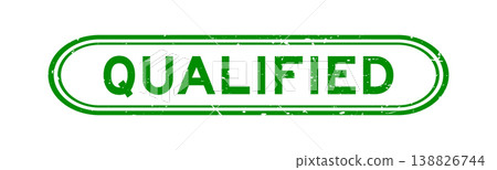 Grunge green qualified word rubber seal stamp on white background 138826744