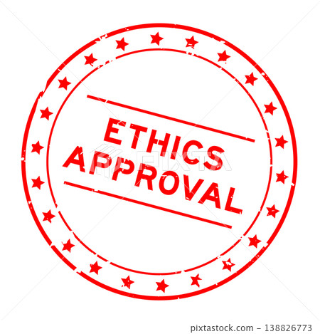 Grunge red ethics approval word round rubber seal stamp on white background Grunge red ethics approval word round rubber seal stamp on white background 138826773