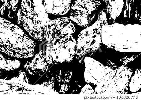 Grunge black and white rock wall textured background (Vector). Use for decoration, aging or old layer 138826778
