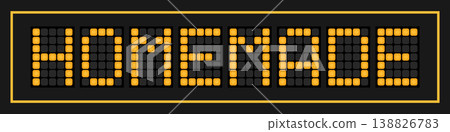 Orange color led banner in word homemade on black background Orange color led banner in word homemade on black background 138826783