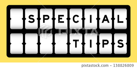 Black color in word special tips on slot banner with yellow color background Black color in word special tips on slot banner with yellow color background 138826809
