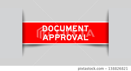 Red color square shape sticker label with word document approval inserted in gray background Red color square shape sticker label with word document approval inserted in gray background 138826821