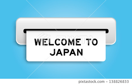 White coupon banner with word welcome to japan from machine on blue color background White coupon banner with word welcome to japan from machine on blue color background 138826833