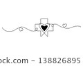 Continuous Line Medical Heart Symbol Minimal Design 138826895