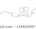 Continuous Line Medical Heart Symbol Minimal Design 138826897