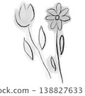 A simple monochrome illustration of a flower. 138827633
