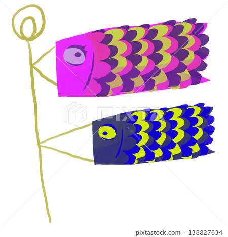 簡單可愛鯉魚旗插畫 簡單可愛鯉魚旗插畫 138827634
