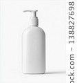 White Plastic Pump Bottle for Hand Cream on Solid Background Front View 138827698