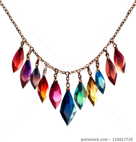 Colorful Crystal Necklace with Gemstone Pendants for Fashion Enthusiasts 138827726