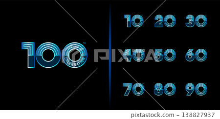 Trendy anniversary logotype. Modern geometric anniversary celebration icons design. 138827937