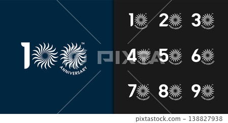 Trendy anniversary logotype. Modern geometric anniversary celebration icons design. 138827938