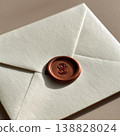 Minimalist Ink Illustration of Folded Letter With Wax Seal and Ribbon Accent 138828024