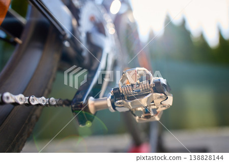 Clipless bicycle pedal and crank arm on road bike 138828144