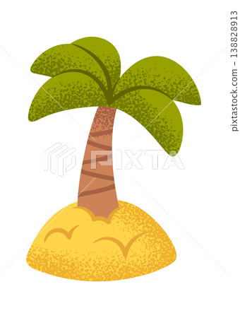 Palm Tree On Tropical Island Cartoon Palm Tree On Tropical Island Cartoon 138828913
