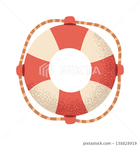 Lifesaver Ring With Rope Textured Cartoon 138828919