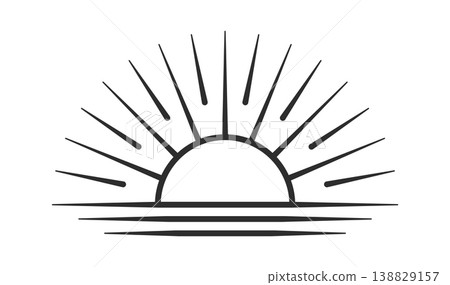 Sunrise Horizon Rays Line Art 138829157