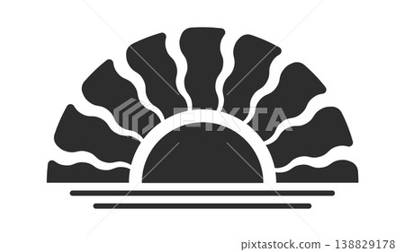 Sunrise Half Sun With Rays Silhouette Sunrise Half Sun With Rays Silhouette 138829178
