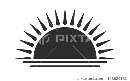 Sunrise Horizon Rays Silhouette Logo 138829182