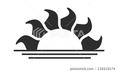Sun Sunrise Over Water Silhouette Emblem Sun Sunrise Over Water Silhouette Emblem 138829274