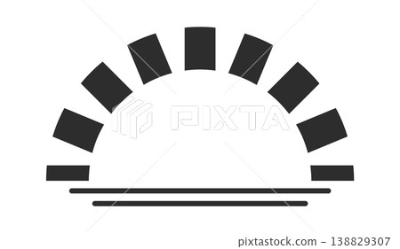 Sunrise Horizon Emblem Badge Silhouette Sunrise Horizon Emblem Badge Silhouette 138829307
