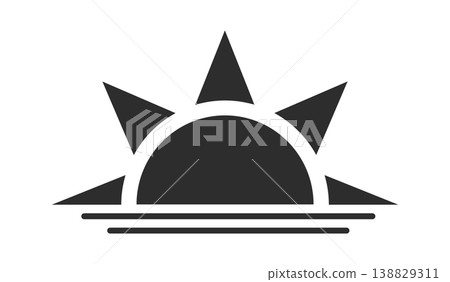 Sunrise Horizon Emblem Silhouette Symbol 138829311