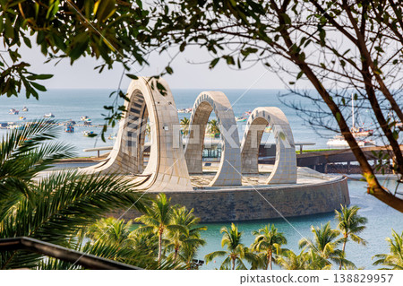 Phu Quoc, Vietnam - January 03, 2026: Wave-Arch Seaside Sculpture at Sunset Town, Phu Quoc Phu Quoc, Vietnam - January 03, 2026: Wave-Arch Seaside Sculpture at Sunset Town, Phu Quoc 138829957