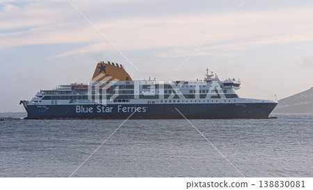 A ferry of Blue Star Ferries sailing between Greek islands A ferry of Blue Star Ferries sailing between Greek islands 138830081