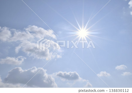 Blue sky and sun, direct sunlight, free space image Blue sky and sun, direct sunlight, free space image 138830112