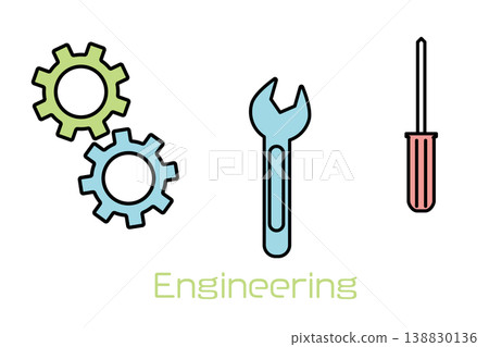 STEAM Education: A set of simple illustration icons related to engineering. STEAM Education: A set of simple illustration icons related to engineering. 138830136