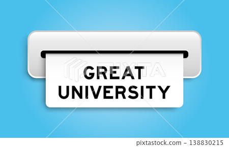 White coupon banner with word great university from machine on blue color background White coupon banner with word great university from machine on blue color background 138830215