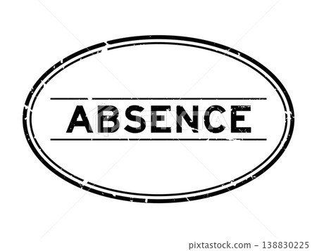 Grunge black absence word oval rubber seal stamp on white background Grunge black absence word oval rubber seal stamp on white background 138830225