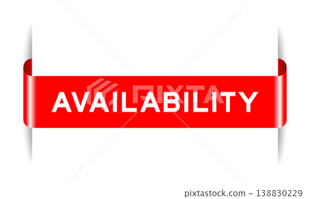 Red color inserted label banner with word availability on white background Red color inserted label banner with word availability on white background 138830229