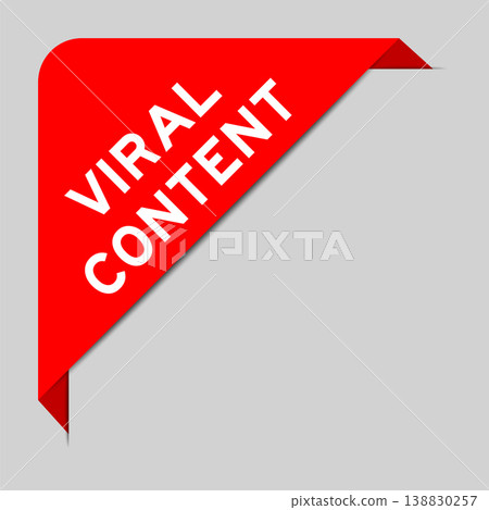 Red color of corner label banner with word viral content on gray background 138830257