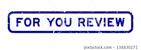 Grunge blue for your review word rubber square seal stamp on white background 138830271