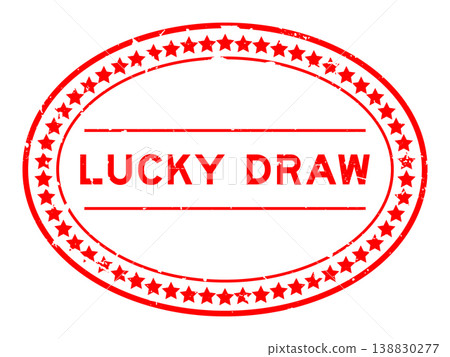 Grunge red lucky draw word oval rubber seal stamp on white background 138830277