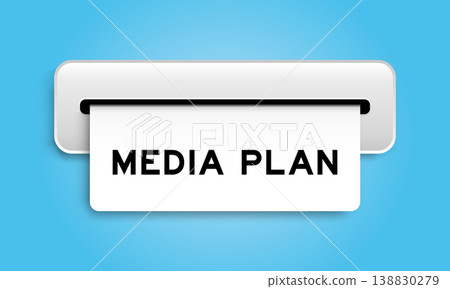 White coupon banner with word media plan from machine on blue color background White coupon banner with word media plan from machine on blue color background 138830279