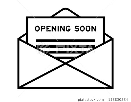 Envelope and letter sign with word opening soon as the headline Envelope and letter sign with word opening soon as the headline 138830284
