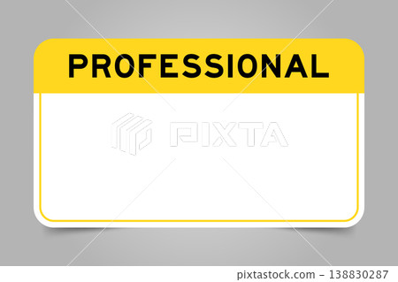 Label banner that have yellow headline with word professional and white copy space, on gray background 138830287