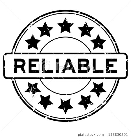 Grunge black reliable word with star icon round rubber seal stamp on white background Grunge black reliable word with star icon round rubber seal stamp on white background 138830291