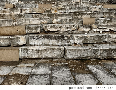 an old dilapidated staircase in the manor 138830432