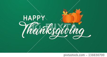 Hand drawn Happy Thanksgiving typography poster. 138830700