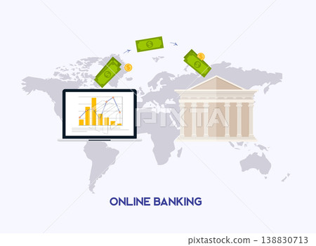 Online banking  concept. Internet banking, online purchasing and transaction, electronic funds transfers. 138830713