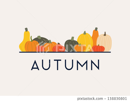 Autumn. Pumpkins on the background. Flat design modern vector illustration concept. Autumn. Pumpkins on the background. Flat design modern vector illustration concept. 138830801