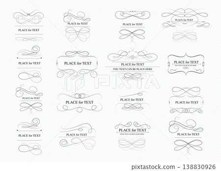 Calligraphic and page decoration design elements. Swirl, scroll and divider. . Golden design elements, page decoration. Calligraphic and page decoration design elements. Swirl, scroll and divider. . Golden design elements, page decoration. 138830926