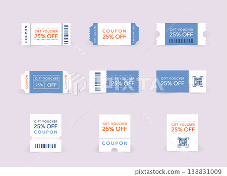 Template Tickets. Collection of vintage grunge Tickets and Coupons vector illustrations. Template Tickets. Collection of vintage grunge Tickets and Coupons vector illustrations. 138831009